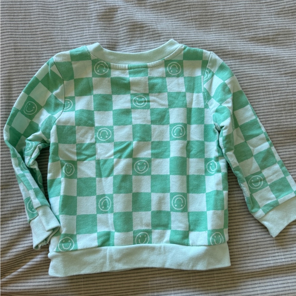 Cat & Jack Mint Checkered Smiley Sweatshirt